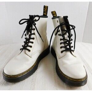 Dr. Martens Women's Zavala US7 White Leather Lace Up Ankle Combat Boots AW004